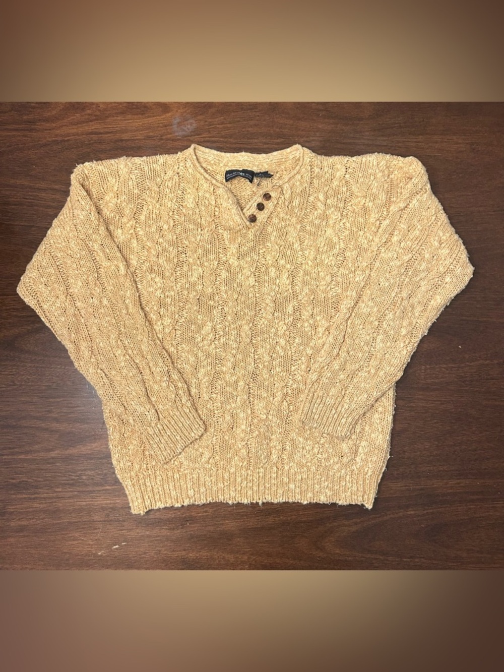 Hunter Cable-Knit Button Pullover in Warm Yellow
